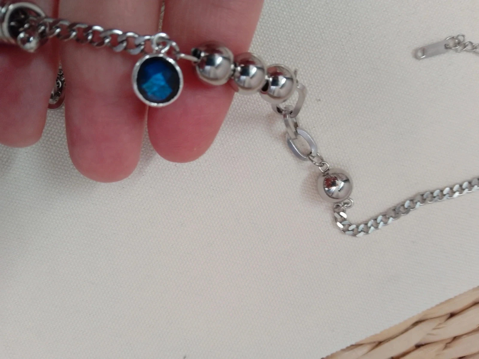 Collier acier argenté et pierre de labradorite sertie – photo 3